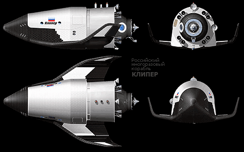 Российский многоразовый космический корабль Клипер.
	увеличить иллюстрацию, полный размер 2114х1318.