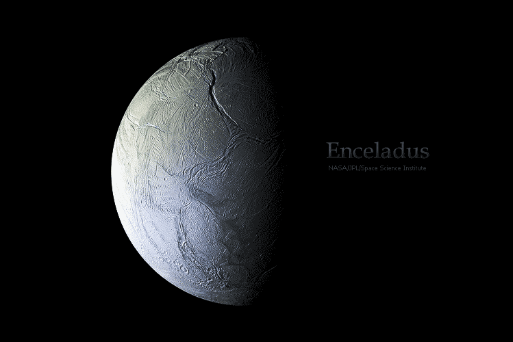 Энцелад — спутник планеты Сатурн, отличается высоким альбедо поверхности, которая в значительной степени лишена ударных кратеров и сформирована недавно. Энцелад отличается значительным активным криовулканизмом, предполагают, что под поверхностью спутника существуют океан жидкой воды и условия для возникновения и существования жизни. Вулканы спутника выбрасывают вещество со скоростью больше скорости убегания, что приводит к активному обмену спутника веществом с кольцом E Сатурна.